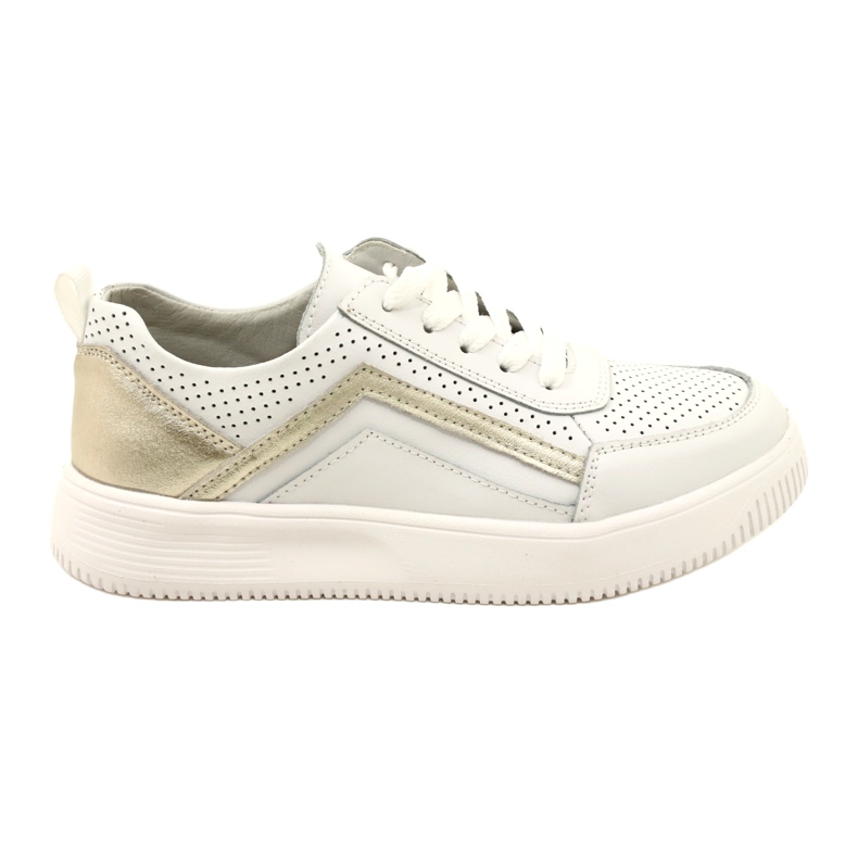 Bílé a zlaté šněrovací kožené tenisky Evento 23PB08-5389 bílý Bílé a zlaté šněrovací kožené tenisky Evento 23PB08-5389 bílý