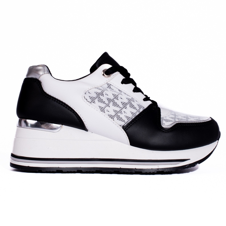 Černobílé dámské tenisky na klínku Shelovet černá Černobílé dámské tenisky na klínku Shelovet černá