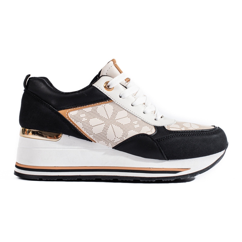 Dámské černo-béžové tenisky na klínku Shelovet černá