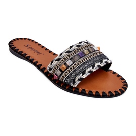 Dámské zdobené pantofle Bellisa Black černý