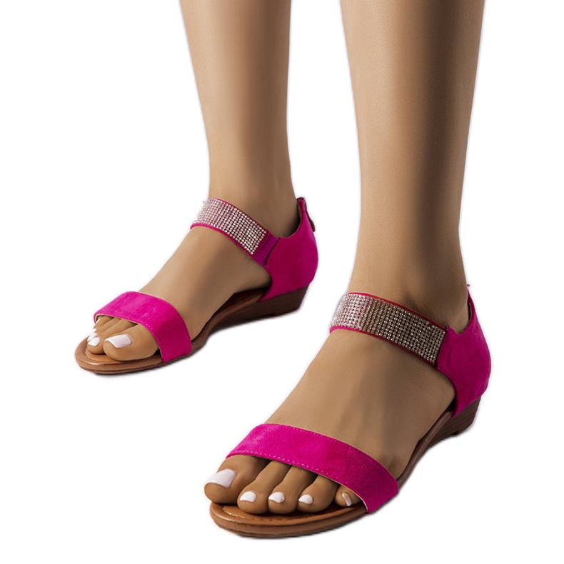 Růžové sandály zdobené kamínky od Dufresne růžový