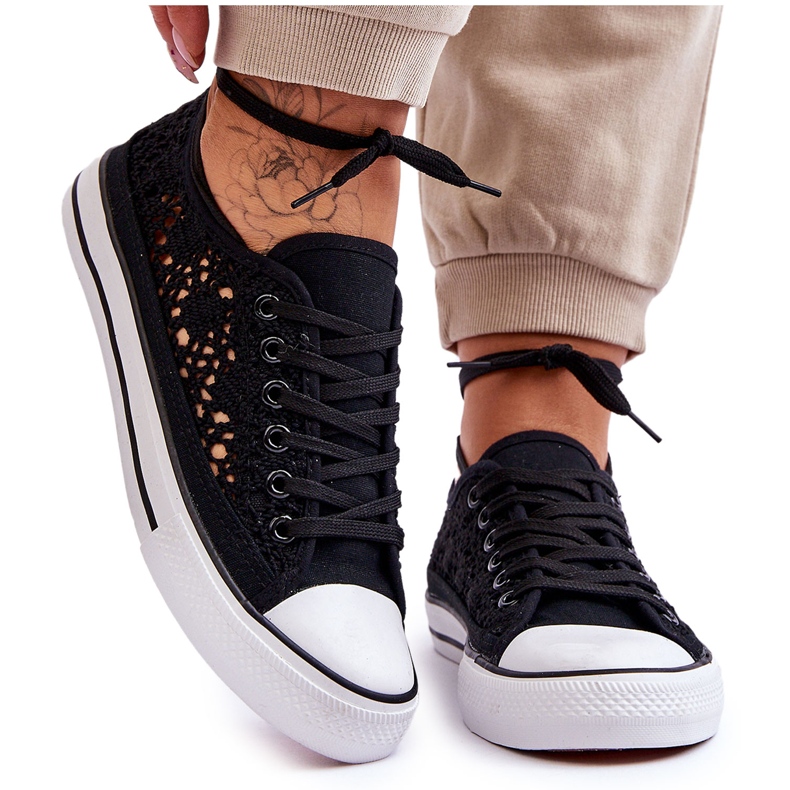 Dámské krajkové textilní tenisky černé Fergo černá