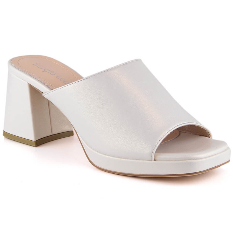 Dámské perlové sandály na sloupku s gumičkou Sergio Leone KL322 béžový