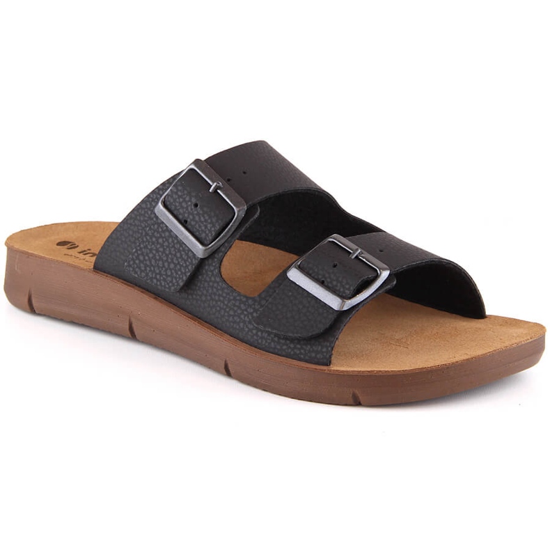 Pohodlné pánské pantofle s černými přezkami Inblu CM000028-014 černá