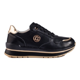 Černé kožené tenisky na platformě Shelovet černý