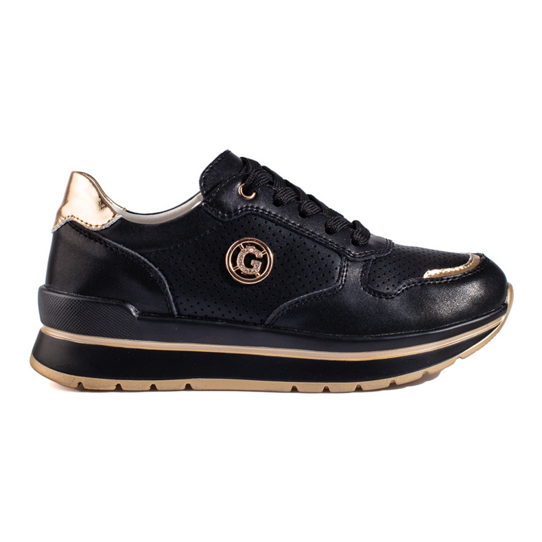 Černé kožené tenisky na platformě Shelovet černá