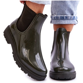 BM Dámské Slip On Galoše Chelsea Boots tmavě zelené Larone zelený