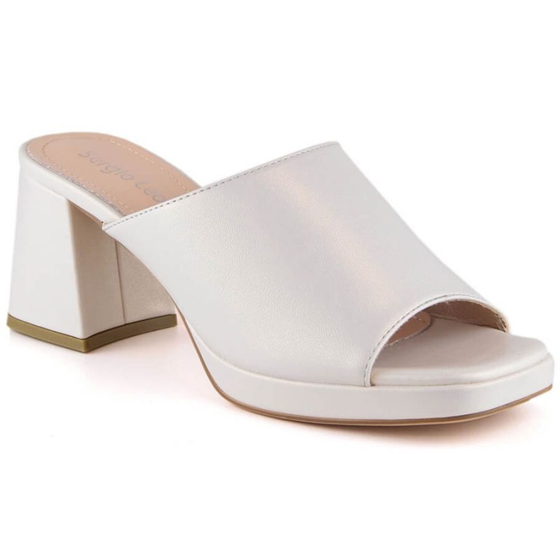 Pantofle na sloupku s gumičkou Sergio Leone W KL322 pearl stříbrný