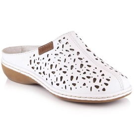 Prolamované pantofle Rieker W 65996-80 bílý Prolamované pantofle Rieker W 65996-80 bílý