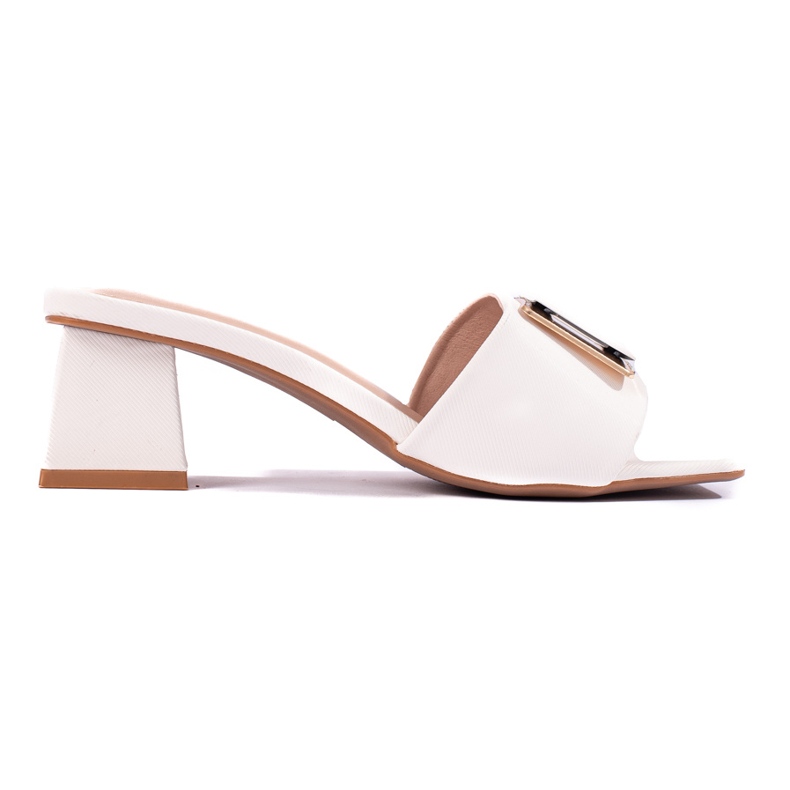 Dámské pantofle na nízkém podpatku Shelovet bílé bílý Dámské pantofle na nízkém podpatku Shelovet bílé bílý