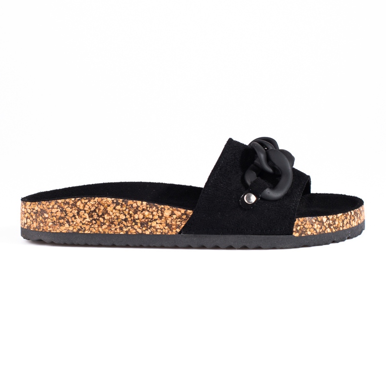 W. Potocki Dámské černé semišové pantofle s řetízkem Potocki černá W. Potocki Dámské černé semišové pantofle s řetízkem Potocki černá