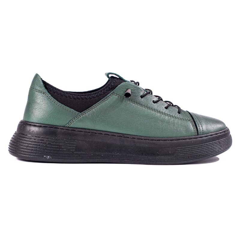 Dámské zelené kožené boty T.Sokolski zelená