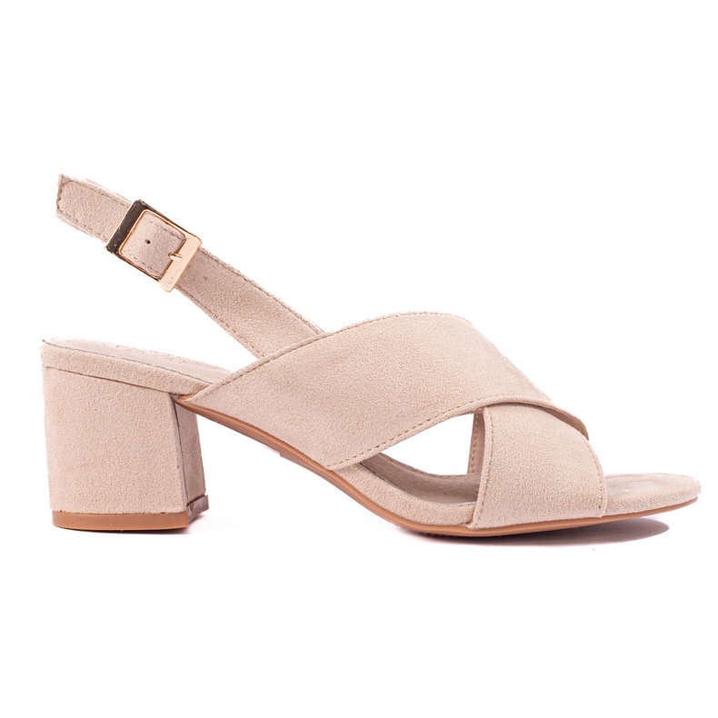 Béžové semišové sandály na vysokém podpatku značky Shelovet béžový