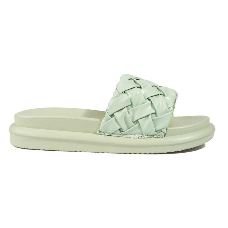 Světle zelené pantofle na silné platformě Shelovet zelená