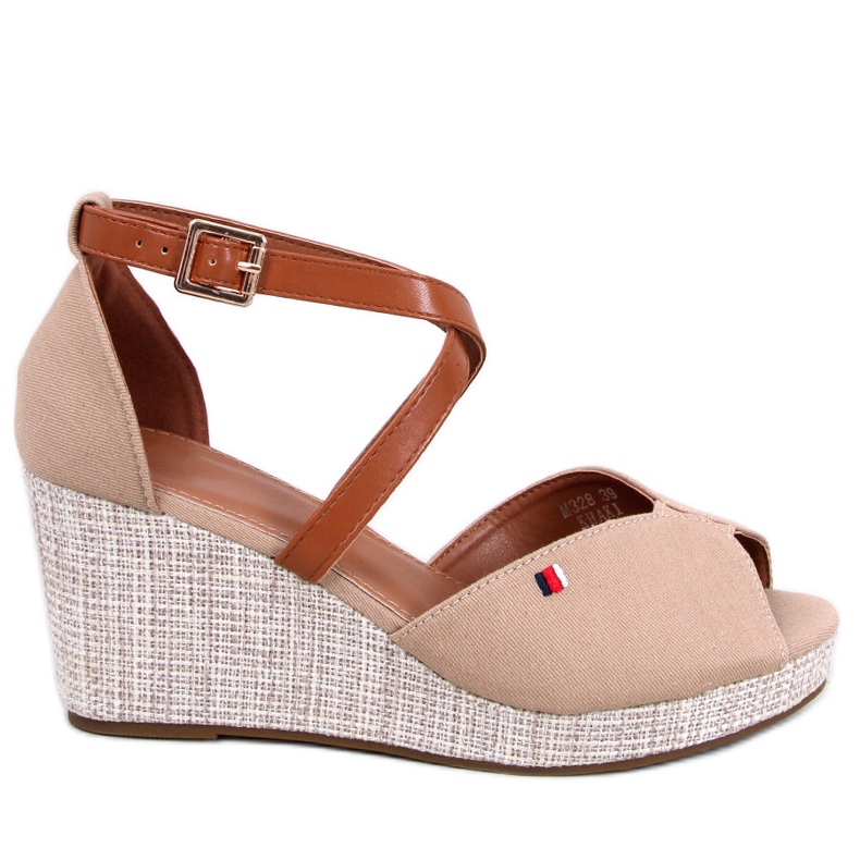 Klínové sandály s otevřenou špičkou Berna Khaki béžový