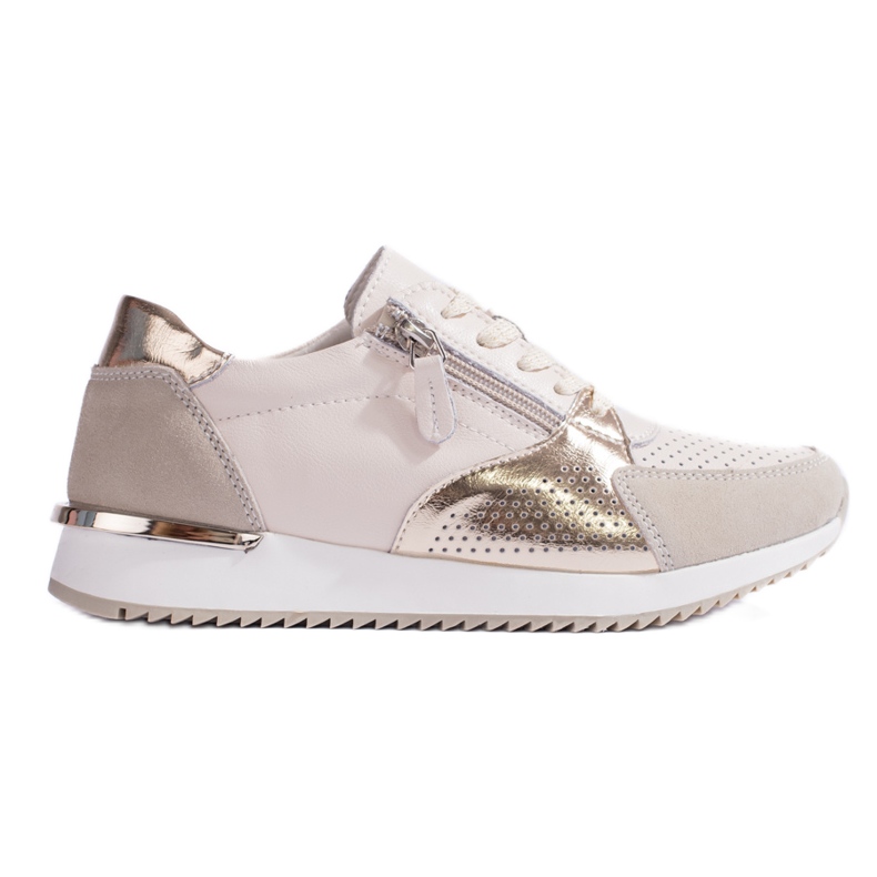 Dámská kožená sportovní obuv Shelvt, béžová béžový Dámská kožená sportovní obuv Shelvt, béžová béžový
