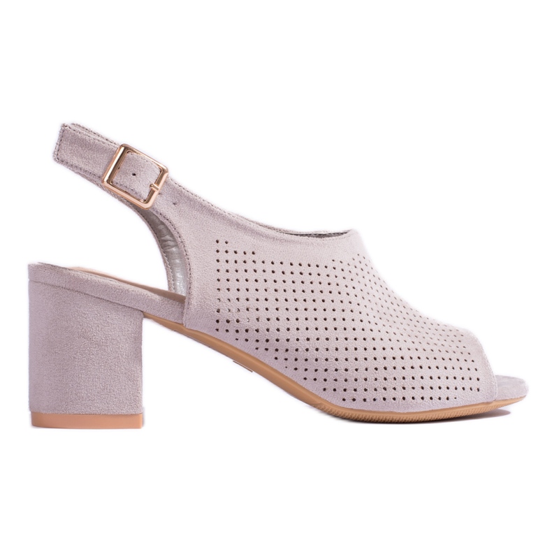 W. Potocki Shelovet šedé prolamované sandály na vysokém podpatku šedá W. Potocki Shelovet šedé prolamované sandály na vysokém podpatku šedá