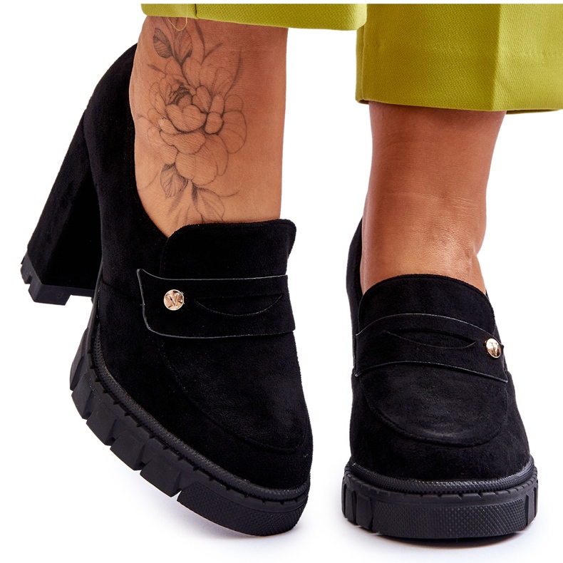 Vinceza Elegantní semišové boty na vysokém podpatku Black Mintore černá