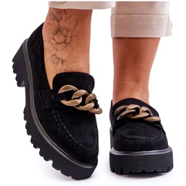 Semišové dámské mokasíny S.Barski HX52-222 Black černý