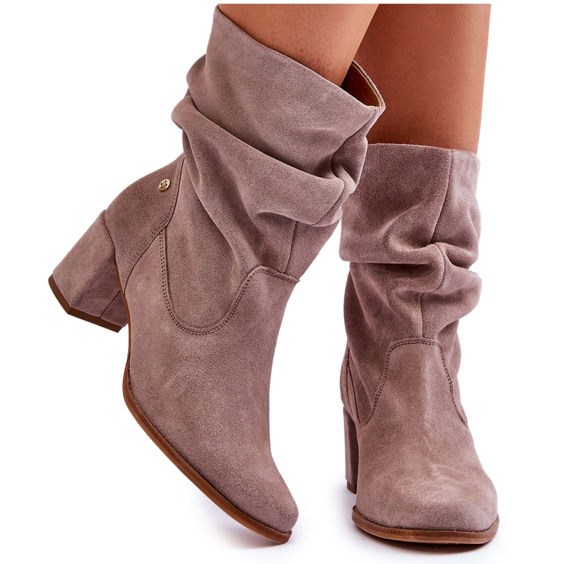 Nazouvací boty Maciejka Suede 06005-10 Tmavě béžová béžový