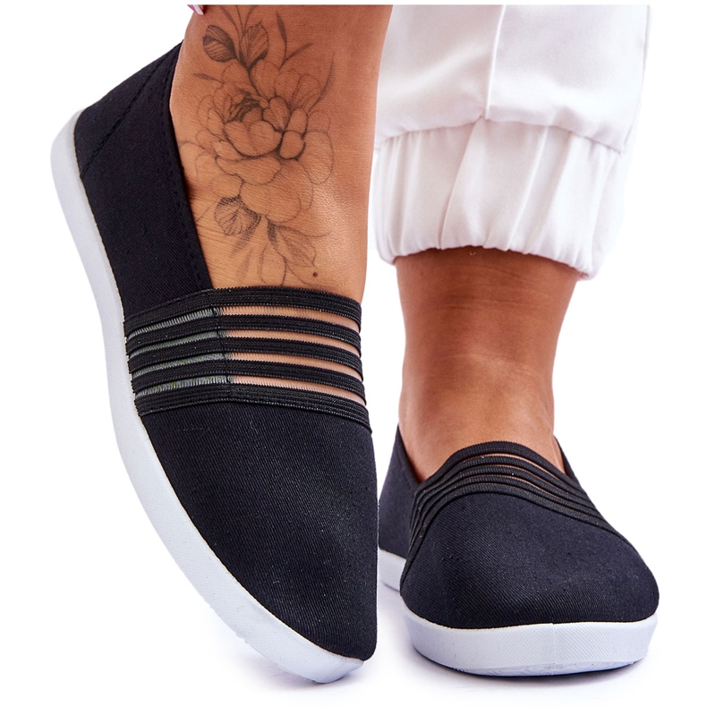 S.Barski Dámské nazouvací textilní tenisky Black Lilis černá