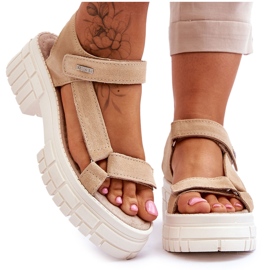 Dámské semišové sandály Big Star LL276036 Béžová béžový