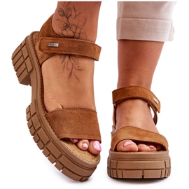 Dámské semišové sandály Big Star LL276032 Camel hnědý