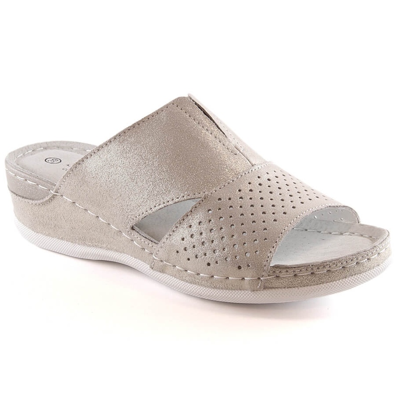 Dámské pohodlné kožené pantofle s gumičkou zlaté S.Barski BN290 zlatý Dámské pohodlné kožené pantofle s gumičkou zlaté S.Barski BN290 zlatý