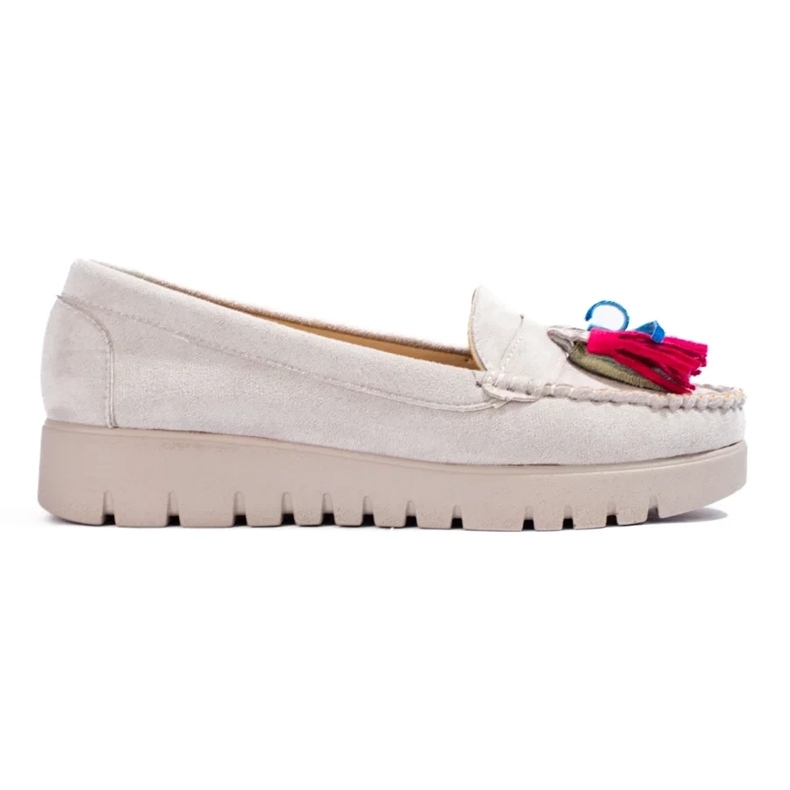 W. Potocki Potocki šedé semišové boho mokasíny se střapci šedá