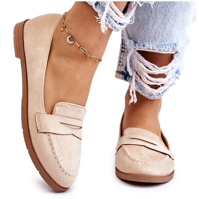 PS1 Pohodlné semišové dámské mokasíny béžová Lucca béžový