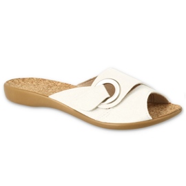 Dámské pantofle Befado Cork Insert 265D028 WHITE bílý Dámské pantofle Befado Cork Insert 265D028 WHITE bílý