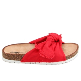 Hawn Red Cotton Cork Slides červený