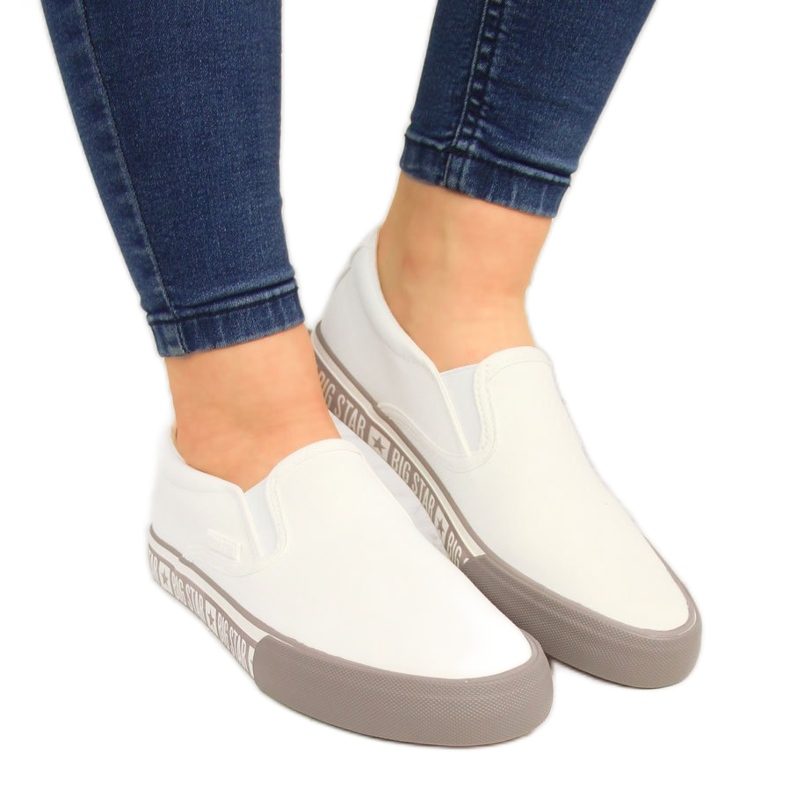 Textilní tenisky slip on bílé Big Star HH274007 bílý Textilní tenisky slip on bílé Big Star HH274007 bílý