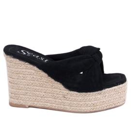 BM Nikni Black espadrilkové sandály na klínku černý