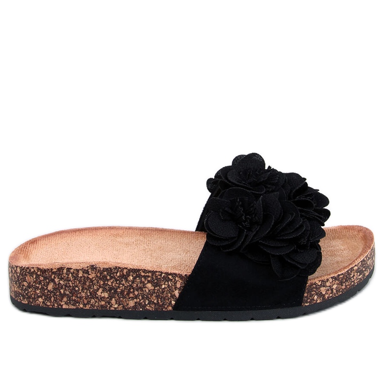 BM Korkové pantofle s květinami od Brice Black černá