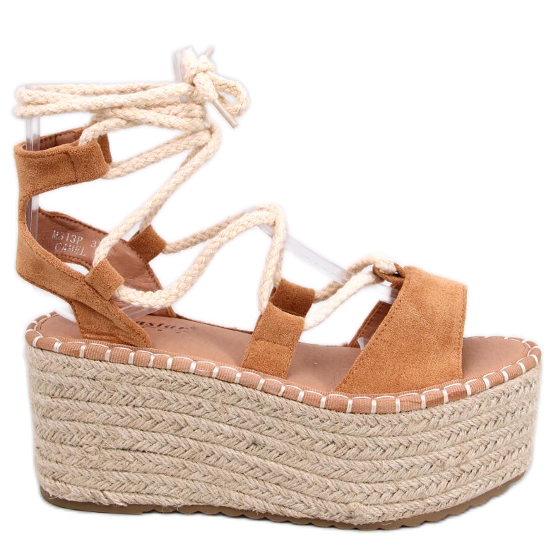 BM Klínové espadrilky Marge Camel hnědý BM Klínové espadrilky Marge Camel hnědý