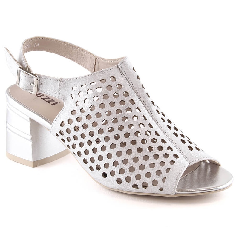 Dámské prolamované sandály na stříbrném podpatku Jezzi MR1954A-14 stříbrný