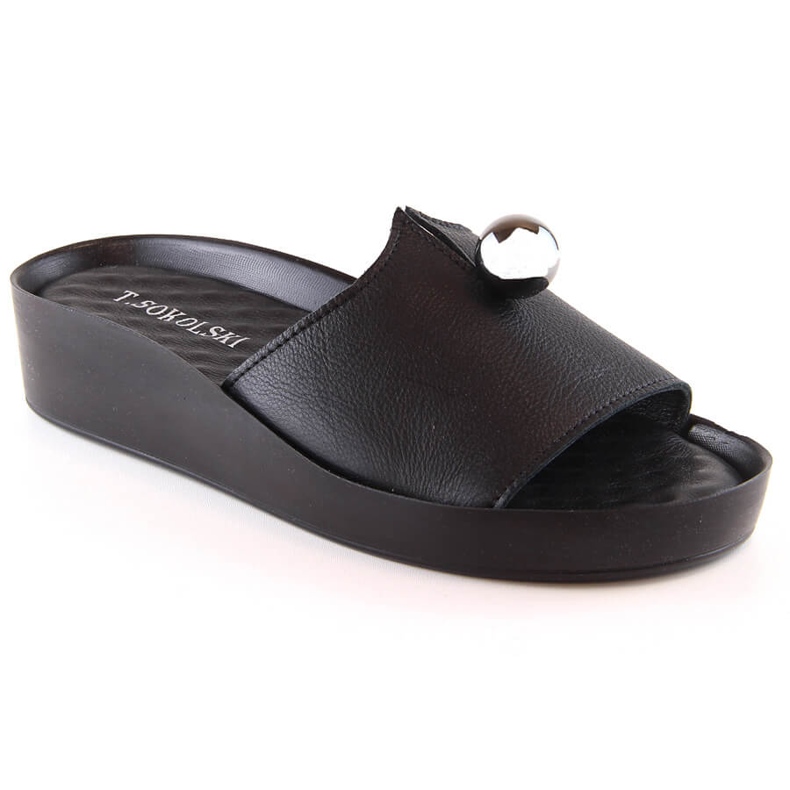 Dámské černé kožené pantofle T.Sokolski L22-312 černá