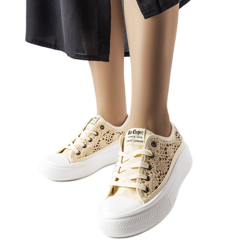 Lee Cooper LCW23-44-1620 béžové prolamované tenisky béžový