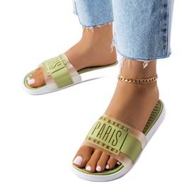 Zelené gumové pantofle z Paříže zelený