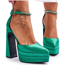 Módní lodičky na patě zelené Santoro zelený