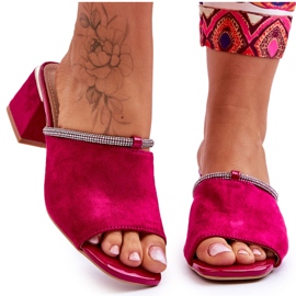 Semišové pantofle na vysokém podpatku S.Barski KV-612-2 Fuchsia růžový