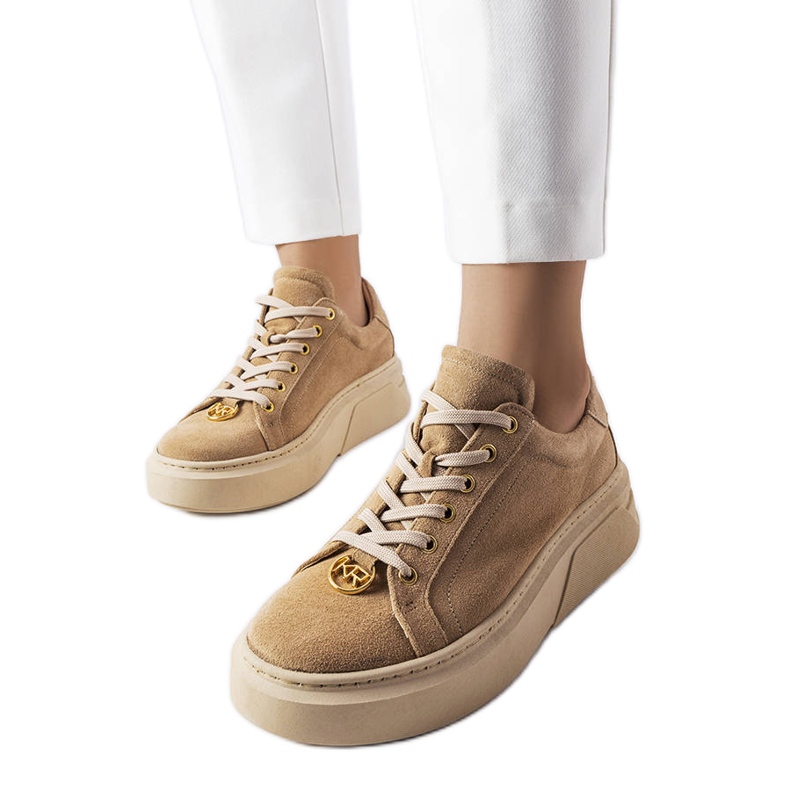 Béžové semišové boty Karino béžový Béžové semišové boty Karino béžový