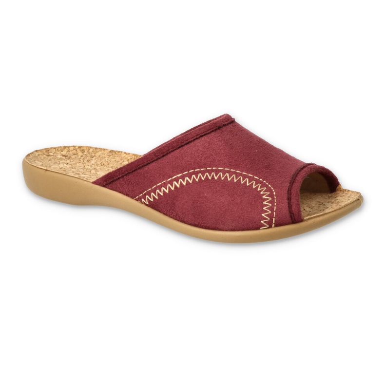 Befado Dámské pantofle Cork Insert 254D143 Burgundsko červené