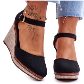 PS1 Dámské klasické sandály na klínu Black Malani černá