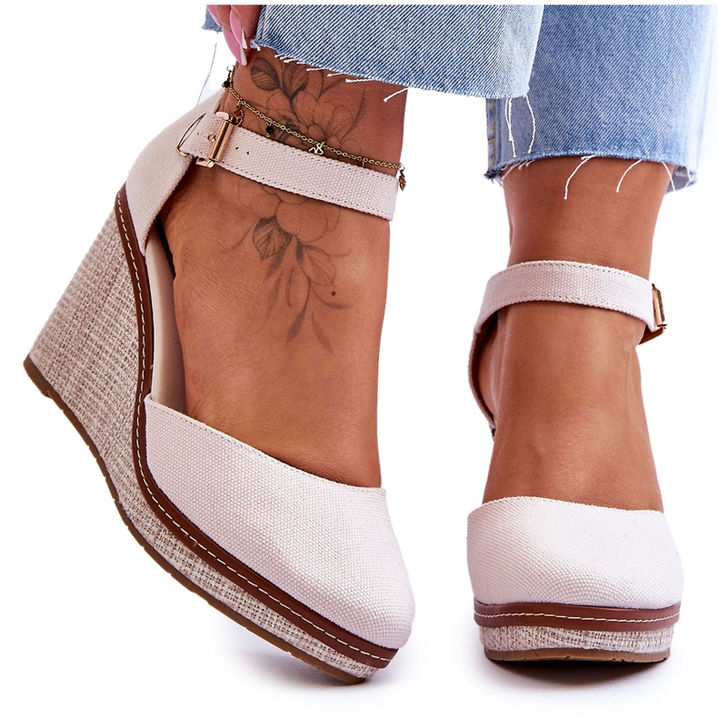 PS1 Dámské klasické sandály na klínu Béžová Malani béžový PS1 Dámské klasické sandály na klínu Béžová Malani béžový