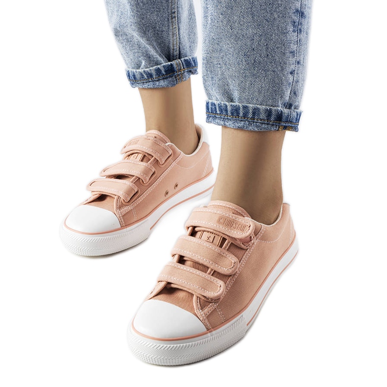 Růžové tenisky na suchý zip Big Star LL274A200 růžový