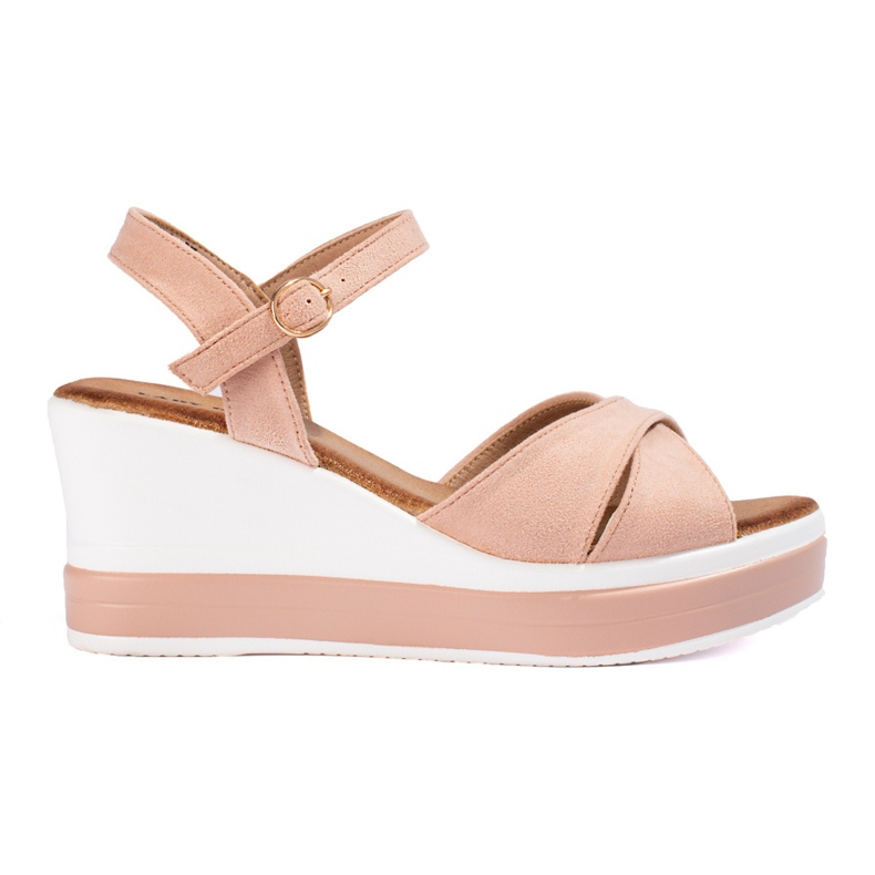 Růžové semišové dámské sandály na klínku Shelovet růžový