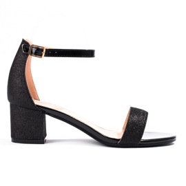 Dámské sandály Shelovet černé barvy na nízkém podpatku černá