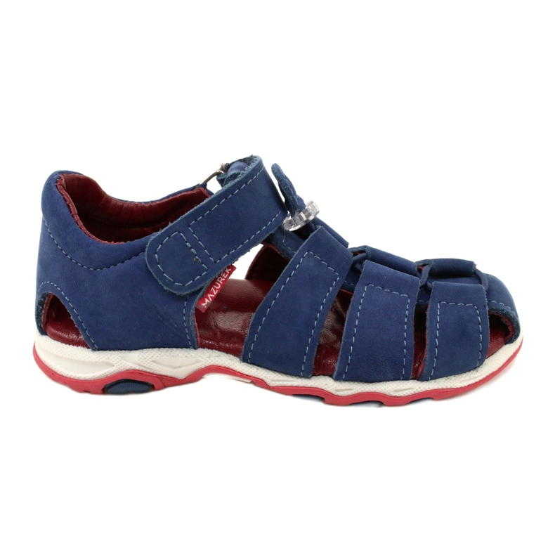 Kožené sandály pro suchý zip Mazurek 1364 Navy Blue modrý